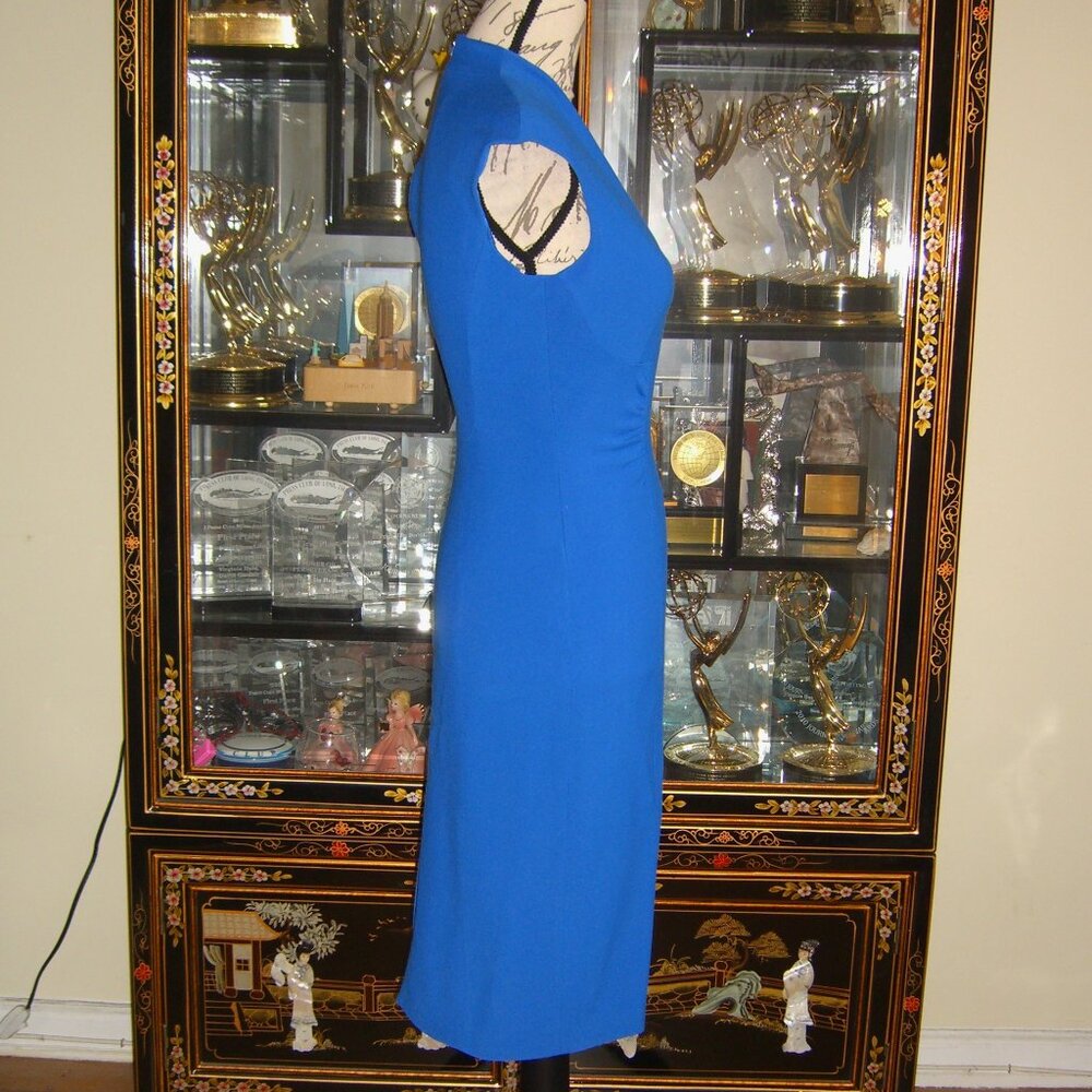 KAREN MILLEN BLUE SHEATH SLEEVELESS DRESS US6 UK10 - Picture 2 of 4